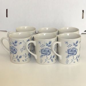 Lot of 6 Blue Floral Ceramic Mugs Made in England